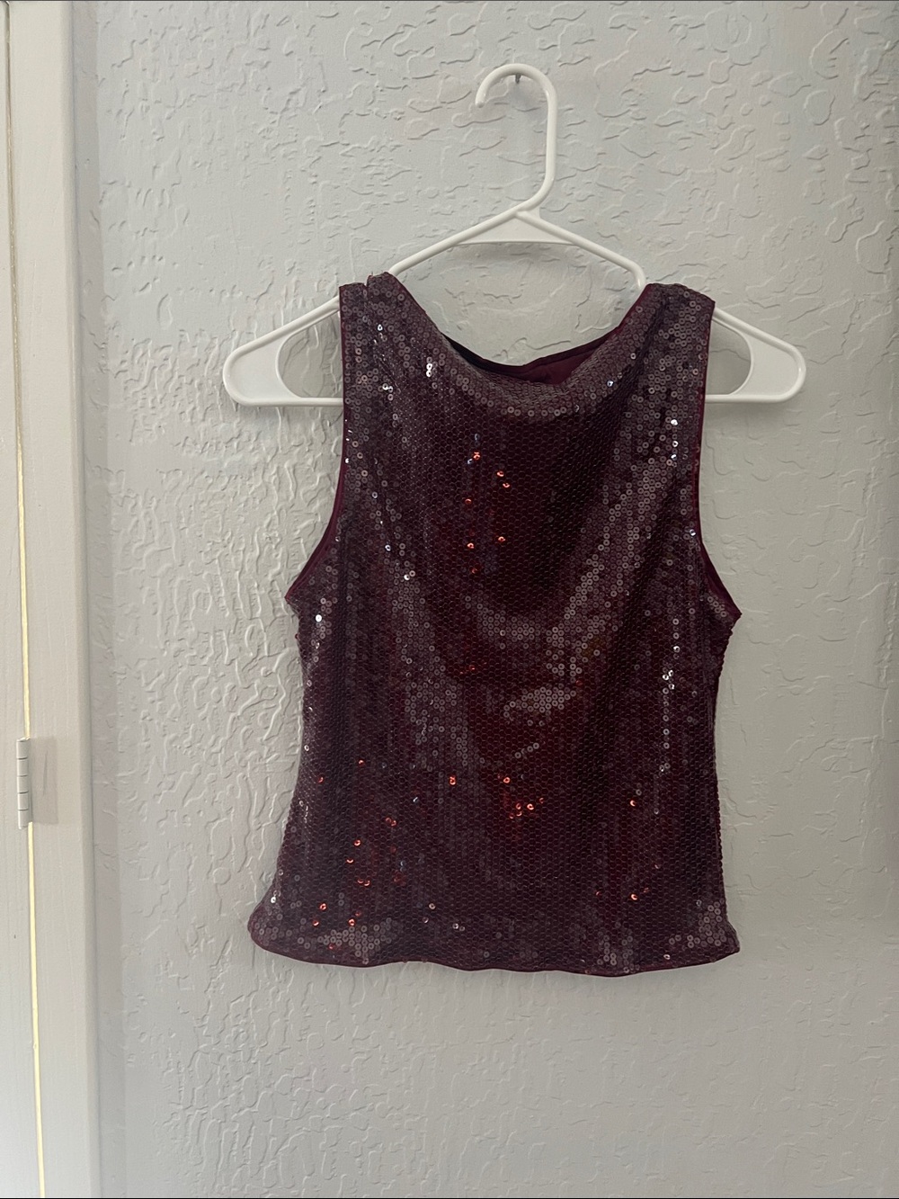 Women's Sequin Sleeveless Top in Deep Burgundy